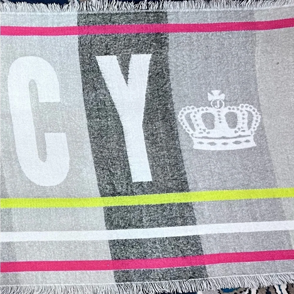 Juicy Couture scarf logo spell-out signature graphic blanket throw shoulder wrap